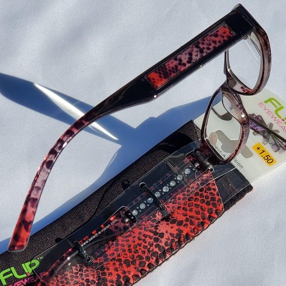 Flip Eyewear Readers +1.50 Black/Red - Picture 5 of 7